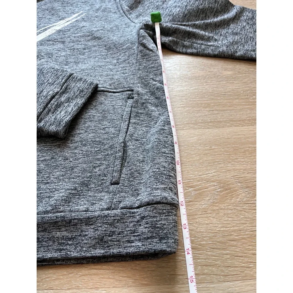 Nike Therma-Fit Hoodie Boys XL Heathered Gray Fleece Lined Swoosh Logo Pullover